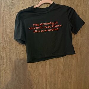 Black Crop Top with Red Text